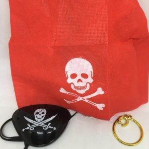 Set de pirata: bandana (roja)   parche   aro