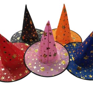 Sombrero de Bruja Estrellas Doradas x1