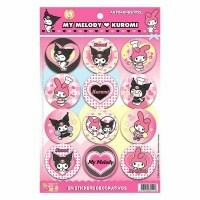 Stickers De"Kuromi y Melody" 2 Planchas x12u