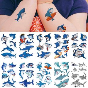 Tatuaje Temporal de Tiburones x10 Planchas