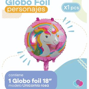 Globo Unicornio Rosa 18" Blister x1