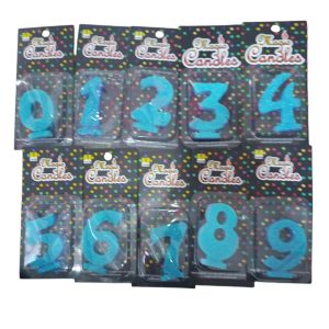 Vela Cera Numero Gibriado Celeste x1