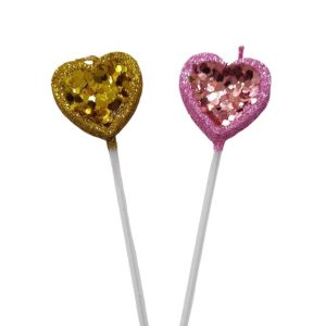 Vela Corazón Lentejuela x1
