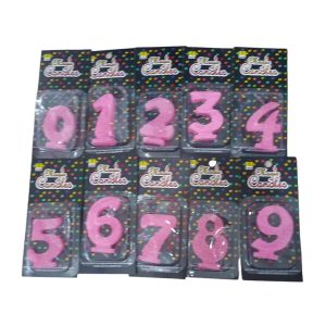 Vela Cera Numero Gibriado Rosa x1