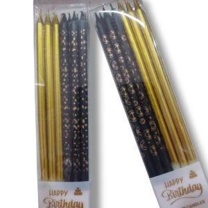 Velas Doradas y Negras Estampadas x12
