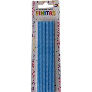 Velas Finitas (17 cm) Torneadas Celeste x 24