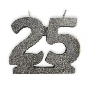 Vela Grande Numero 25 Plateado x 1
