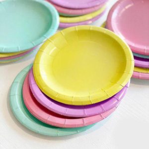 Platos Descartable Poli Papel Pastel x 12