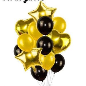 Set De Globos Dorado con negro 14 pcs