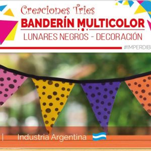 Banderín Multicolor Lunares (3 metros) x 1