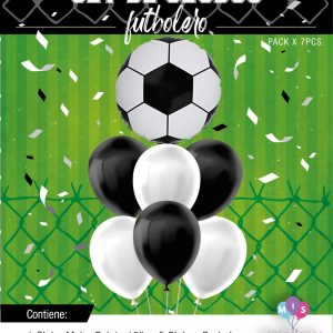 Set de globos pelota blanco y negro 7pcs
