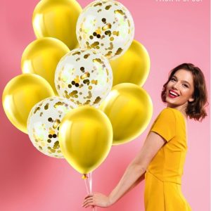 Bouquet De Globo Latex Mas Confeti Dorado
