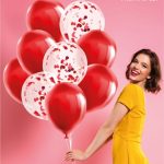 Bouquet De Globo Latex Mas Confeti Rojo