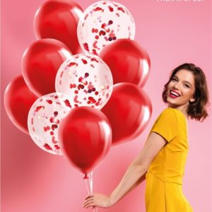 Bouquet De Globo Latex Mas Confeti Rojo