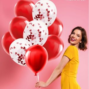 Bouquet De Globo Latex Mas Confeti Corazón Rojo