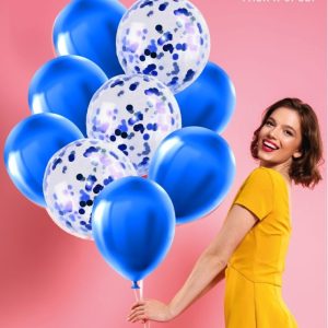 Bouquet De Globo Latex Mas Confeti Azul