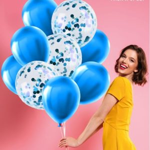 Bouquet De Globo Latex Mas Confeti Celeste