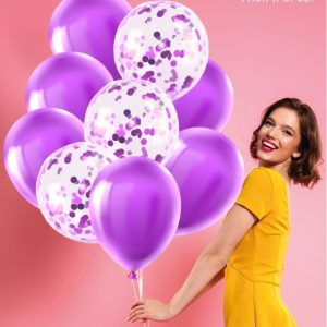 Bouquet De Globo Latex Mas Confeti Violeta