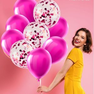 Bouquet De Globo Latex Mas Confeti Fucsia