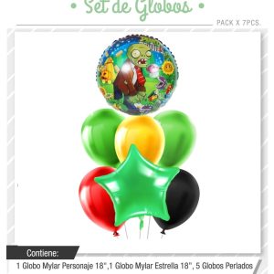 Set de globos Plantas Vs Zombie 7pcs