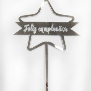 Adorno topper  de torta Feliz cumpleaños Plateado (varios modelos) - Imagen 4