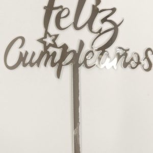 Adorno topper  de torta Feliz cumpleaños Plateado (varios modelos) - Imagen 5