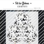 Globo Cristal Con Confeti Negro Metalizado x 3