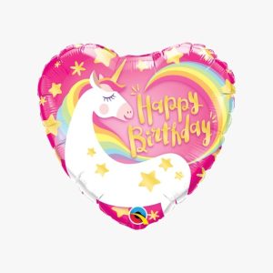 Globo De Feliz Cumple Unicornio Corazon 18" x 1