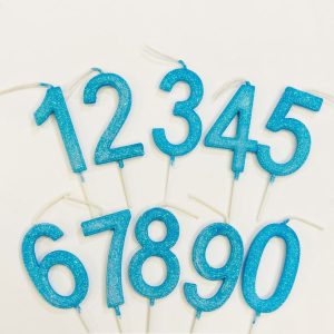 Vela Numero Palito Celeste  x 1
