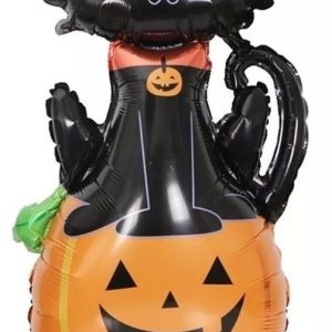 Globo Halloween Calabaza Con Gato Negro 14" X 1