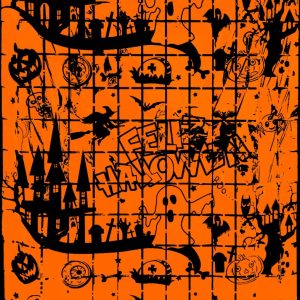 Cortina feliz halloween naranja x1