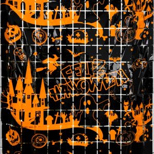 Cortina feliz halloween Negra x1