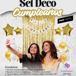 Set decoración completo Oro/blanco x 1