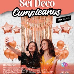 Set decoración completo Rosa gold x 1