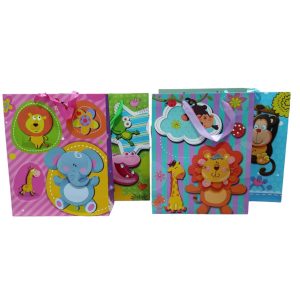 Bolsa de Regalo 3D c/Manija Glitter Animales Surtidos 32x26 x1