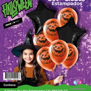 Set de Globos mylar + latex estampado Calabaza x 1
