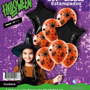 Set de Globos mylar + latex estampado telaraña x 1