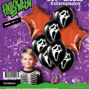 Set de Globos mylar + latex estampado Scream x 1