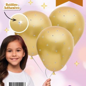 Set de globos Brillos Dorado x3
