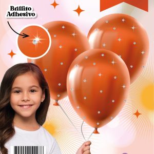 Set de globos Brillos Naranja x3