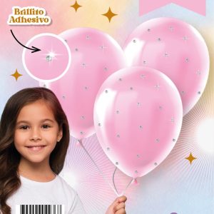 Set de globos brillos rosa pastel x3