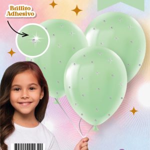 Set de globos brillos verde pastel x3