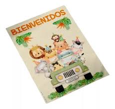 Afiche Animales del Safari "Bienvenidos" x1