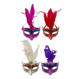 Antifaz veneciano con plumas varios colores x1