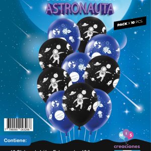 Globo De Latex Estampado Astronauta x 10u