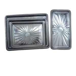 Bandeja Pet. Rectangular plateada x 1