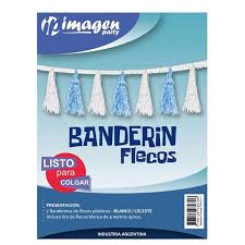 Banderin Porra con Flecos celeste y blanca x1