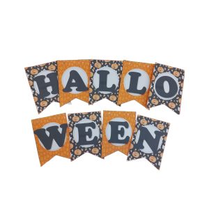 Banderin de Halloween Negro y Naranja x1