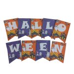 Banderin de Halloween Naranja y Violeta x1