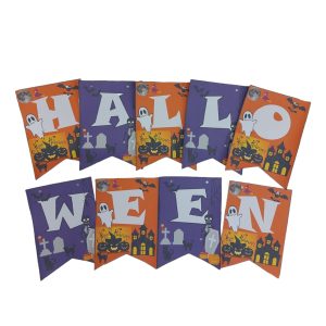 Banderin de Halloween Naranja y Violeta x1